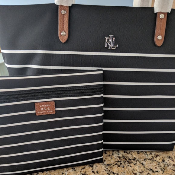 Ralph Lauren Handbags - NEW!  Lauren Ralph Lauren Striped Bainbridge Tote